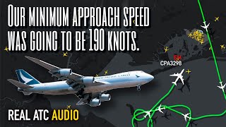 Otherwise the tires are in the melt zone Cathay Boeing 747 emergency landing at JFK REAL ATC [upl. by Admana]