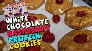 White Chocolate Raspberry PROTEIN Cookies Recipe Healthy N Fit [upl. by Manwell946]