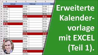 Erweiterte Kalendervorlage in Excel Teil 1 [upl. by Pillihpnhoj]