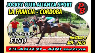 CALLEJERO FINO JOCKEY CLUB ALIANZA SPORT LA FRANCIA  CORDOBA 03112024 [upl. by Norabal153]