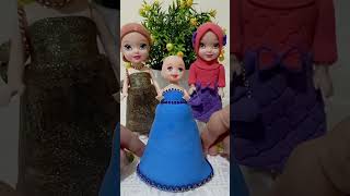 How to make a dress for a doll with polymer clay blue dress 👗  DIY  ASMR  Barbie doll  Handmade [upl. by Ileyan]