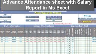 Attendence Sheet with Salary Report  Attendence sheet in ms excel  How to make Attendence sheet [upl. by Darcia]