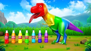 Rainbow Dinosaurs Transformation Color Changing Funny Trex  Funny Dinosaurs Comedy Cartoons [upl. by Ecirted310]