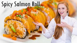 Spicy Salmon Roll  How to Make Sushi and Sushi Rice [upl. by Dlanod]