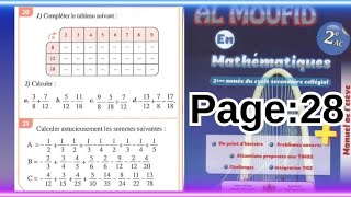 Al moufid en mathématiques 2AC exercices 2021 page28 [upl. by Nerw265]