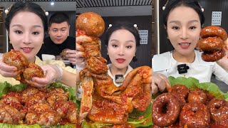 먹방 SPICY FAMILY MUKBANG 🌶️  Sheep BrainPork BrainPork Gut  eating sounds Mukbang [upl. by Roee221]