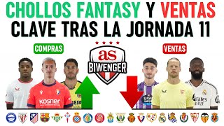 🚀 LOS MEJORES FICHAJES Y CHOLLOS FANTASY TRAS LA JORNADA 11  VENTAS CLAVE 🔍  BIWENGER 2425 [upl. by Neemsay]