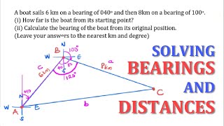 Bearings and Distances with Sine and Cosine Rule  NECO 2021 Q7b [upl. by Jaye369]