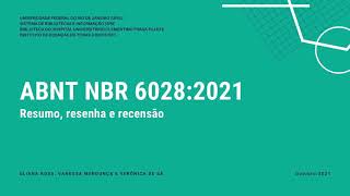 ABNT NBR 6028  Resumo resenha e recensão [upl. by Menzies]