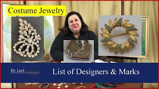 List of Costume Jewelry Designers and their Marks by Dr Lori [upl. by Dnamra]