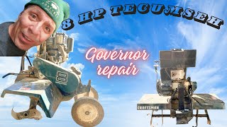 Tecumseh HM80 8 hp governor linkage repairs Craftsman tiller attachment rototiller [upl. by Eli]