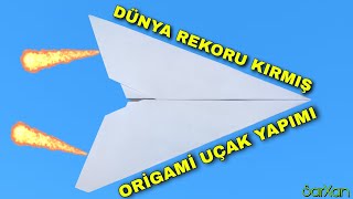 Dünya Rekoru Kırmış Kağıttan Uçak Yapımı  Origami Uçak Yapımı [upl. by Shank]