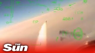 Russia releases video of Su35 carrying out air strike in Ukraine [upl. by Ashlan]