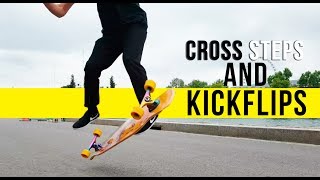 Longboard dancing  Cross steps and kickflips [upl. by Hanschen]