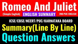 Romeo And Juliet2nd PUC English Poem SummaryLine By LineQuestion AnswersClass Series [upl. by Petronilla]