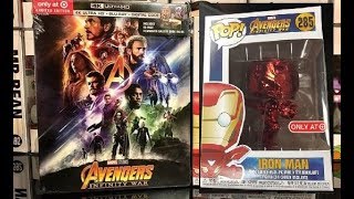 MARVEL INFINITY WAR RED CHROME IRON MAN FUNKO POP BLURAY TARGET EXCLUSIVE BUNDLE UNBOXING [upl. by Yhtommit]