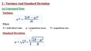 Statistical Applications  Measures of dispersion Rang Variance amp Standard Deviation [upl. by Pincince]