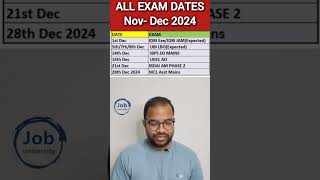 All Exam Dates NovemberDecember 2024 🔥 govtjobs ibps nicl bis uiic shorts [upl. by Maleeny887]