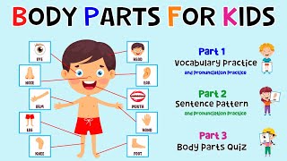 Body Parts For Kids  Learn Parts Of The Body  Body Part Quiz  ESL Kids  4K [upl. by Garey]