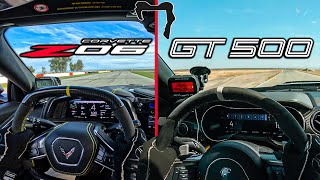 C8 CORVETTE Z06 VS SHELBY GT500 TRACK PACK  TRACK BATTLE [upl. by Kendy971]