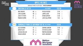 Burghley Park CC Saturday 1st XI v Boston CC 1st XI [upl. by Ellersick]