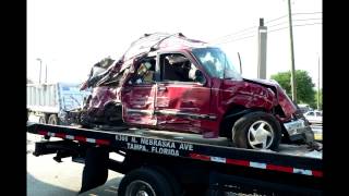 Tractor trailer accident crunch Ford Explorer [upl. by Sykleb]