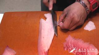 Sushi Tutorial How to cut and prepare Yellowtail Hamachi [upl. by Yvonne]