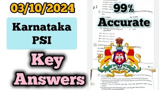 KARNATAKA PSI key answers 03102024 [upl. by Mcfadden]