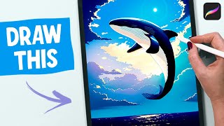 Killer Whale Illustration  Procreate Drawing Tutorial [upl. by Erreid768]