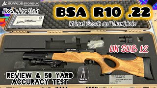 BSA R10 TH 22 UK spec Review amp 50 yard Accuracy airgun hobby review [upl. by Mercer127]