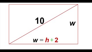 Find height of rectangle from diagonal and width being height plus 2 [upl. by Oranneg]