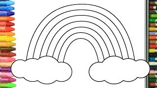 Pagina di colorazione arcobaleno sole e nube  Come disegnare e colora per i bambini [upl. by Gluck]