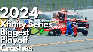 The Biggest Crash in each Nascar Xfinity Playoff Race [upl. by Leiuqese234]