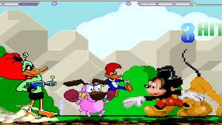 Team Mickey with Pluto and Courage the Cowardly Dog VS Team Daffy Duck Dodgers and Woody Woodpecker [upl. by Tharp]