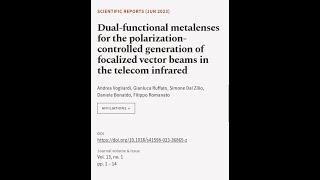 Dualfunctional metalenses for the polarizationcontrolled generation of focalized ve  RTCLTV [upl. by Ttennej]