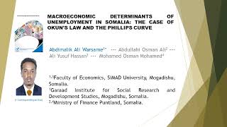 Macroeconomic Determinants of Unemployment in Somalia AEFR 2022 1211 938 949 [upl. by Naxor356]