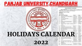 Panjab university holidays calendar 2022 for colleges hcpadda puchdholidays2022 [upl. by Ybhsa]