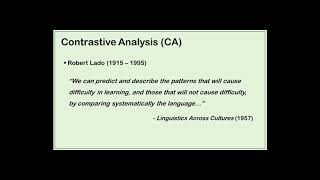 Contrastive AnalysisCA and Error AnalysisEA [upl. by Ydnas]