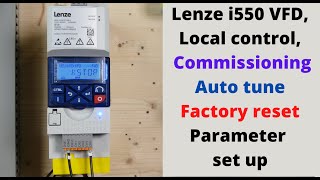 Lenze i550 VFD Local control commissioning auto tune parameter set up Factory reset English [upl. by Duffie655]