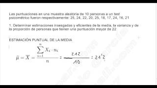 ESTADÍSTICA INFERENCIAL I EJERCICIO 1 ESTIMACIONES PUNTUALES MEDIA VARIANZA Y PROPORCIÓN [upl. by Lesly704]