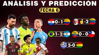 ANÁLISIS y PREDICCIÓN de la FECHA 6 de las Eliminatorias Sudamericanas Rumbo al Mundial 2026🏆 [upl. by Tindall]