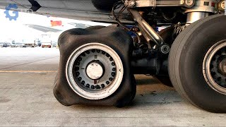 Amazing process of changing an airplane tire ▶ large tire changer in operation [upl. by Enomor795]