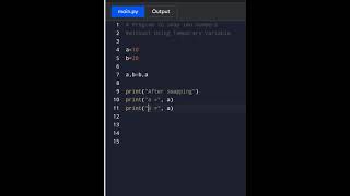 Python Code to Swap Two Variables without using third variable python shorts coding [upl. by Lanrev]
