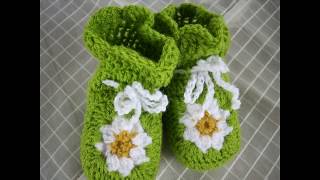 Zapatitoso escarpines para bebeen crochetganchilloen lana [upl. by Greeley]