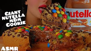 🍫Nutella MampMs cookie pie with milk ASMR🍪🥛👅누텔라 mampm 쿠키파이 우유목방eatingsounds MUKBANG Notalking 🐾 [upl. by Nnaeoj19]