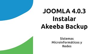 JOOMLA 403 instalar Akeeba Backup [upl. by Eetsirk]