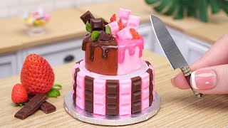 Best Of Miniature Half Strawberry Half Chocolate Cake Decorating  ASMR Cooking Mini Food [upl. by Heda]