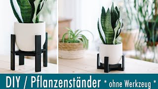 DIY  Pflanzenständer aus Holz selber machen ohne Werkzeug  schnell und einfach [upl. by Nueoras746]