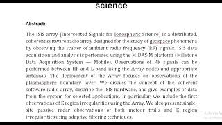 Intercepted signals for ionospheric science [upl. by David496]