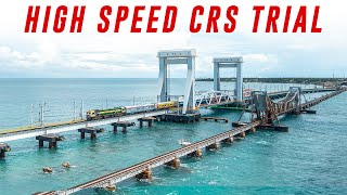 CRS Inspection  High Speed Train Trial and Bridge Lifting on New Pamban Bridge [upl. by Desiree]